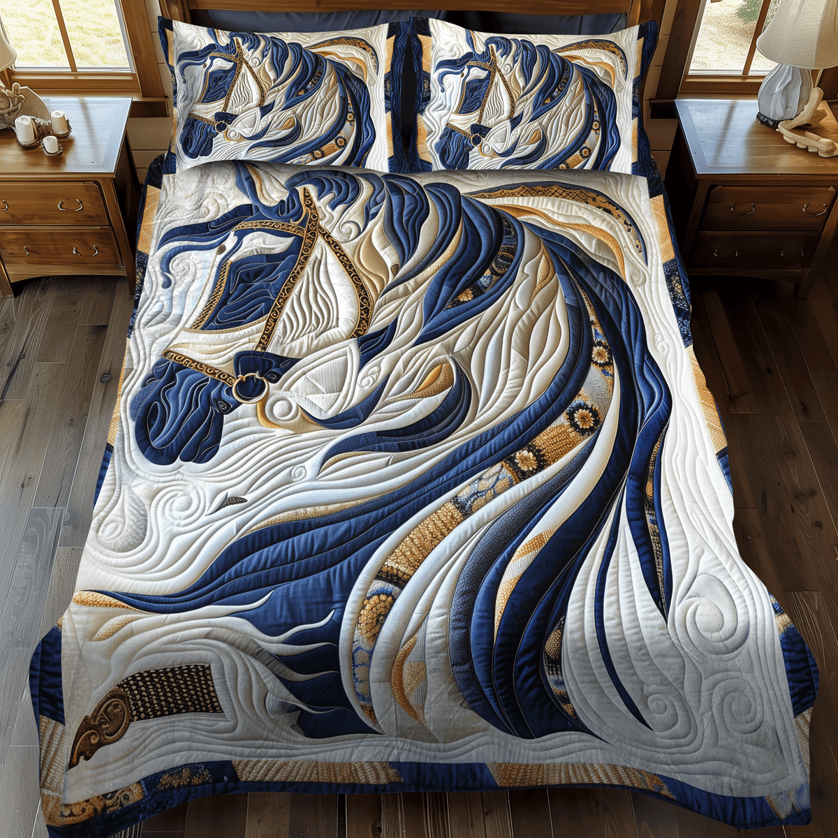 Royal Horse 3-Piece Quilted Bedding Set