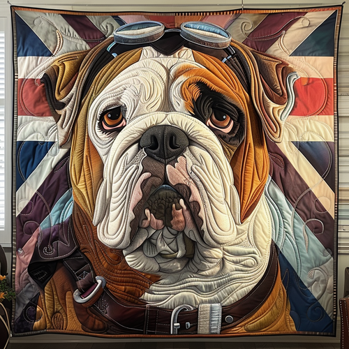 Royal Bulldog Elegance Quilted Blanket
