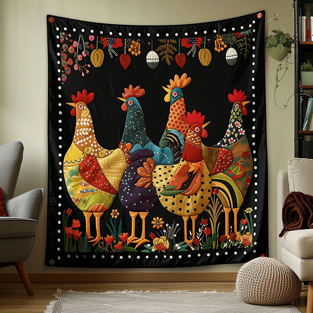 Rustic Roosters Quilted Blanket