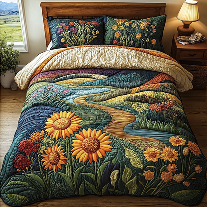 Rustic Sunflower 3-Piece Quilted Bedding Set
