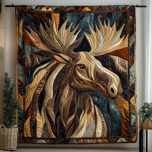 Rustic Antlers Quilted Blanket