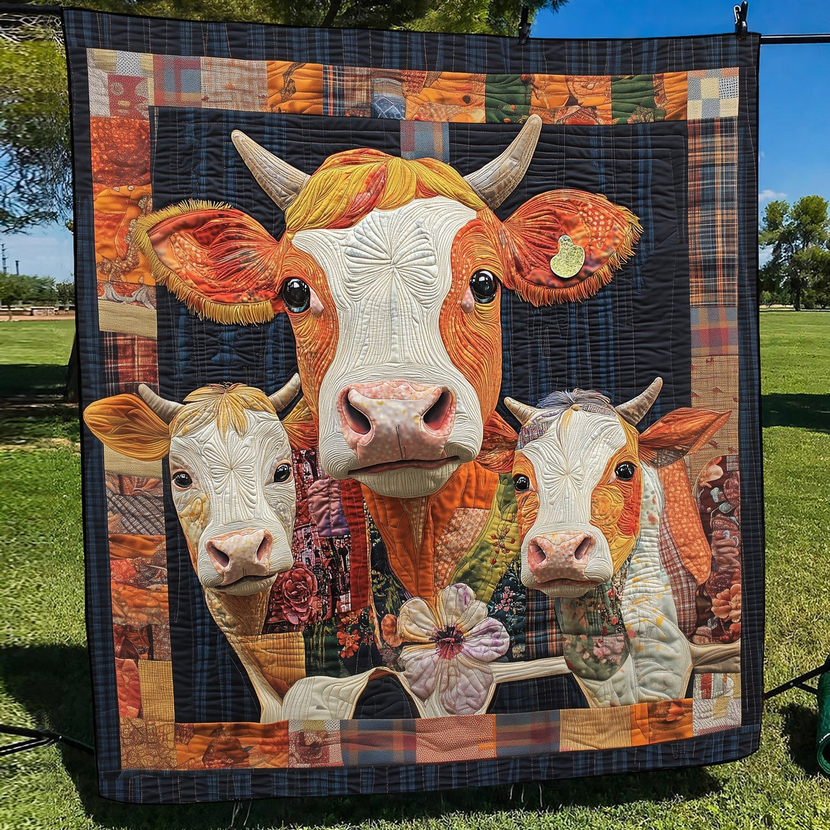 Rustic Cowscape Quilted Blanket