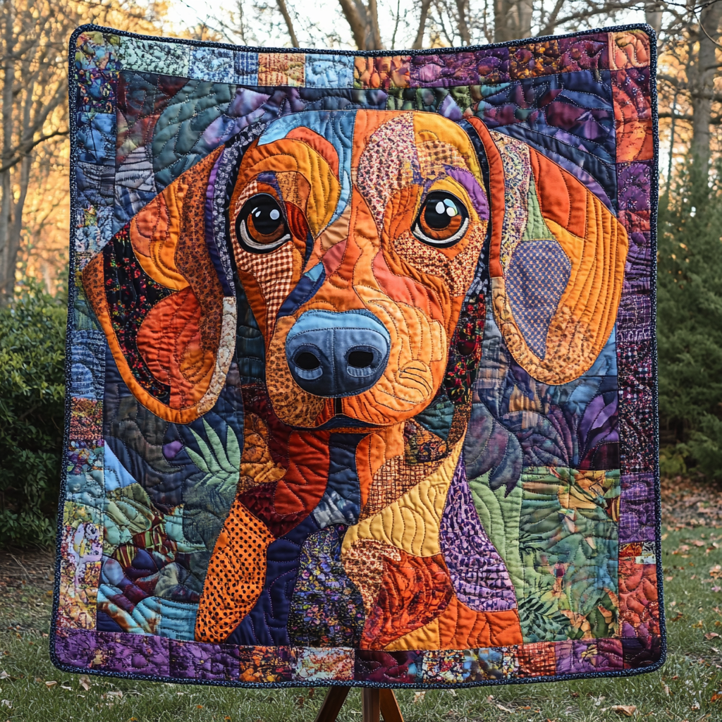 Rustic Dachshund Dream Quilted Blanket