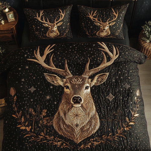 Rustic Doe 3-Piece Quilted Bedding Set