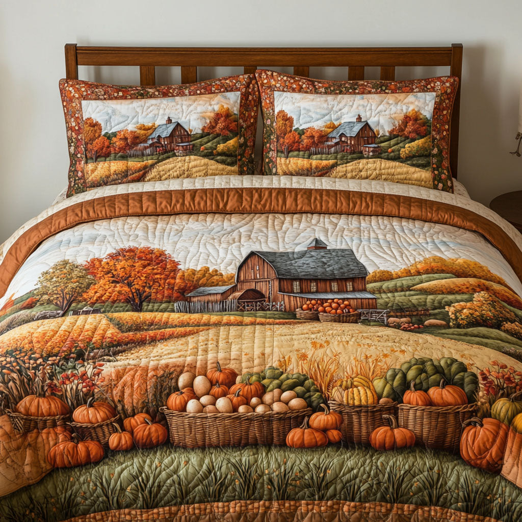 Rustic Fall 3-Piece Quilted Bedding Set