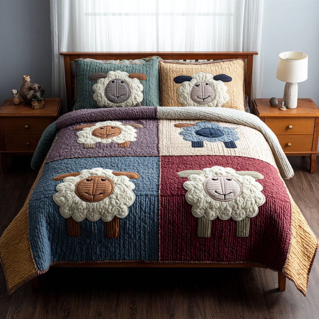 Rustic Flock 3-Piece Quilted Bedding Set