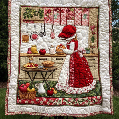 Rustic Kitchen Charm Quilted Blanket