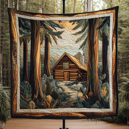Rustic Log Cabin Quilted Blanket