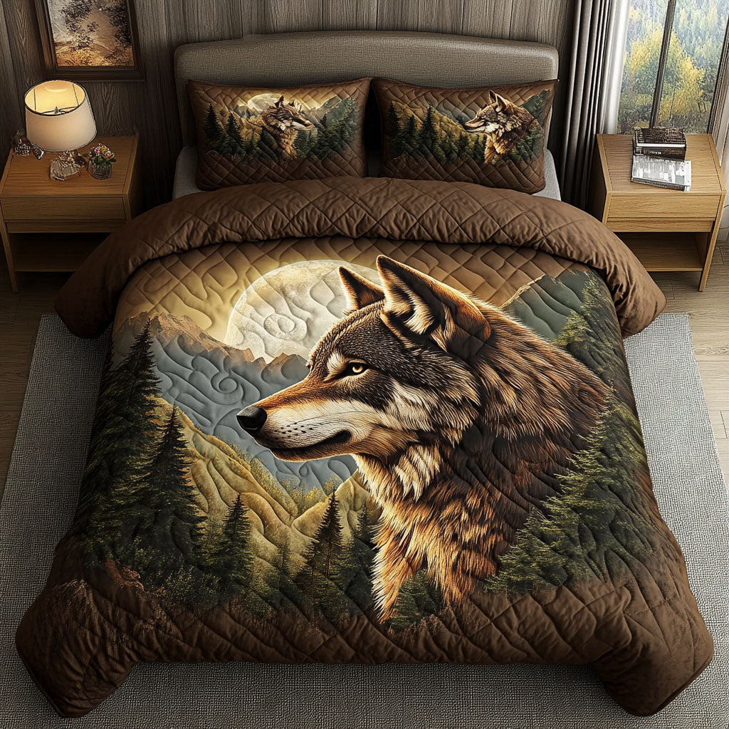 Rustic Moonlit Guardian 3-Piece Quilted Bedding Set