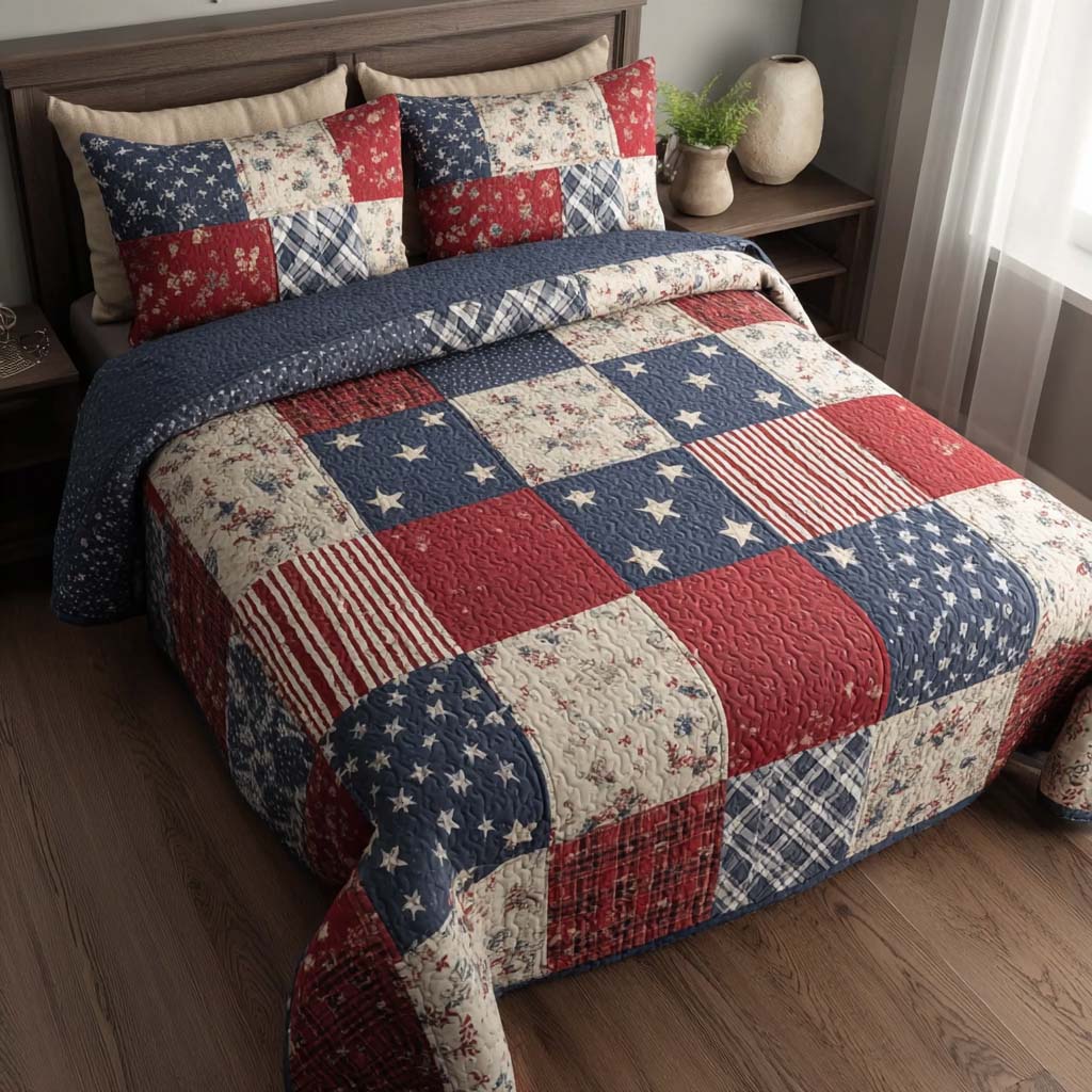 Rustic Mosaic 3-Piece Quilted Bedding Set