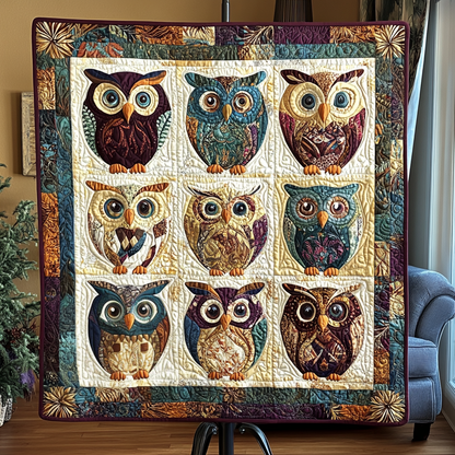 Rustic Owls Quilted Blanket