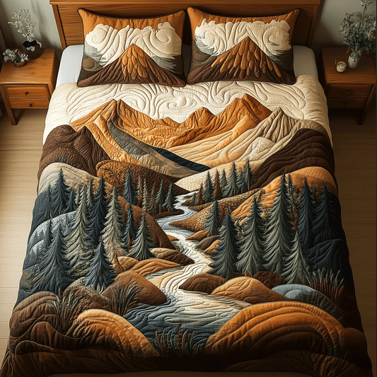 Rustic River Flow 3-Piece Quilted Bedding Set