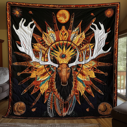 Sacred Antler Moose Quilted Blanket