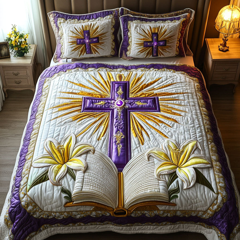 Sacred Cross 3-Piece Quilted Bedding Set