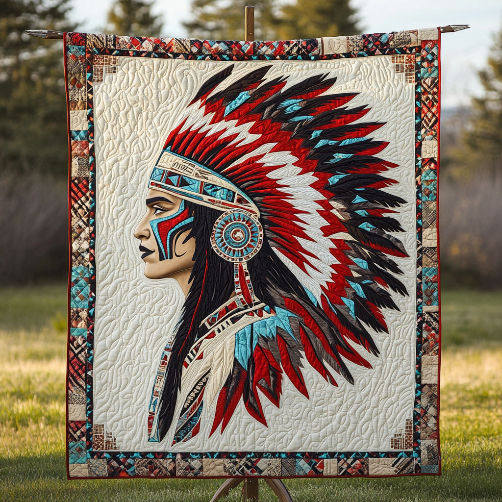 Sacred Headdress Quilted Blanket