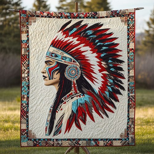 Sacred Headdress Quilted Blanket