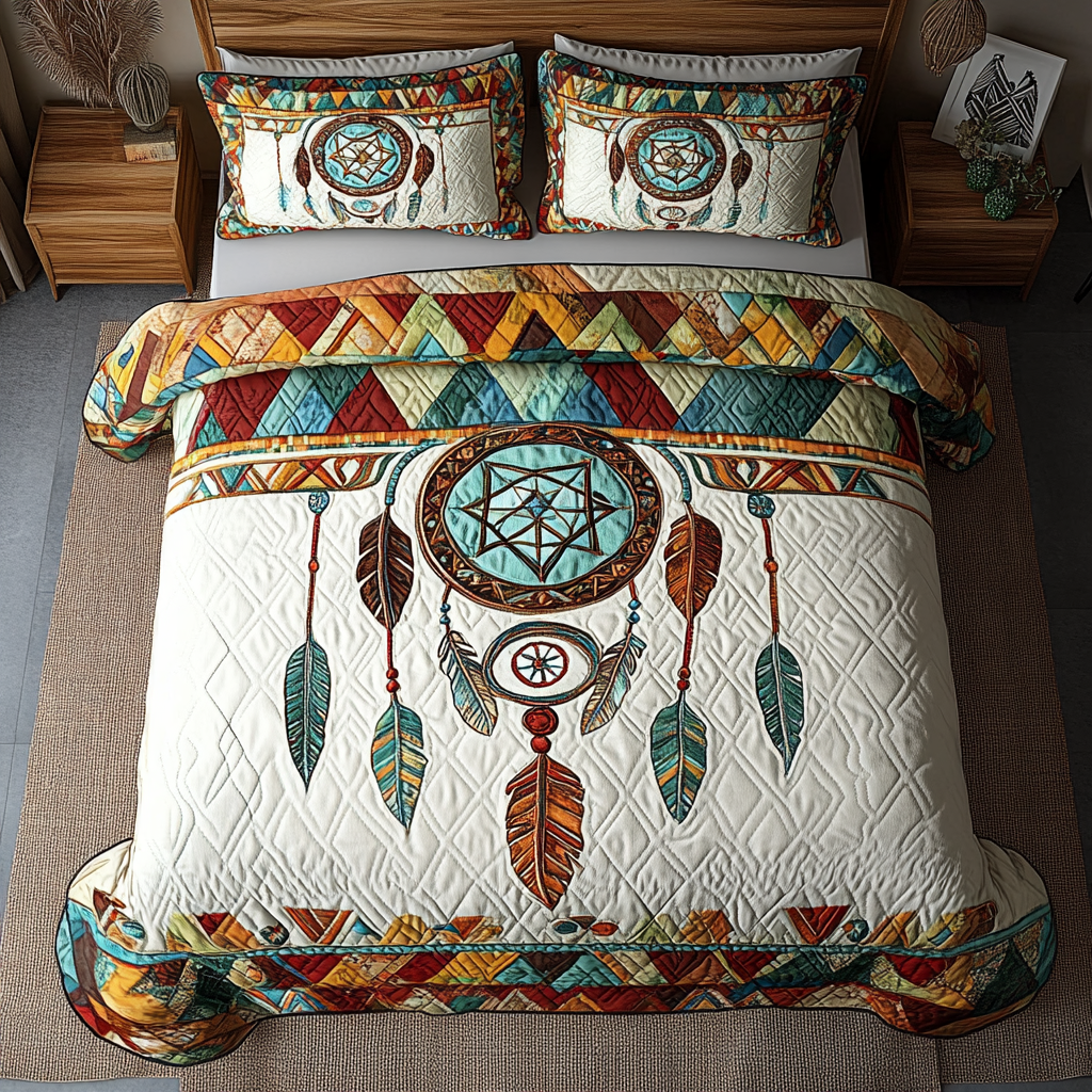 Sacred Hoop 3-Piece Quilted Bedding Set