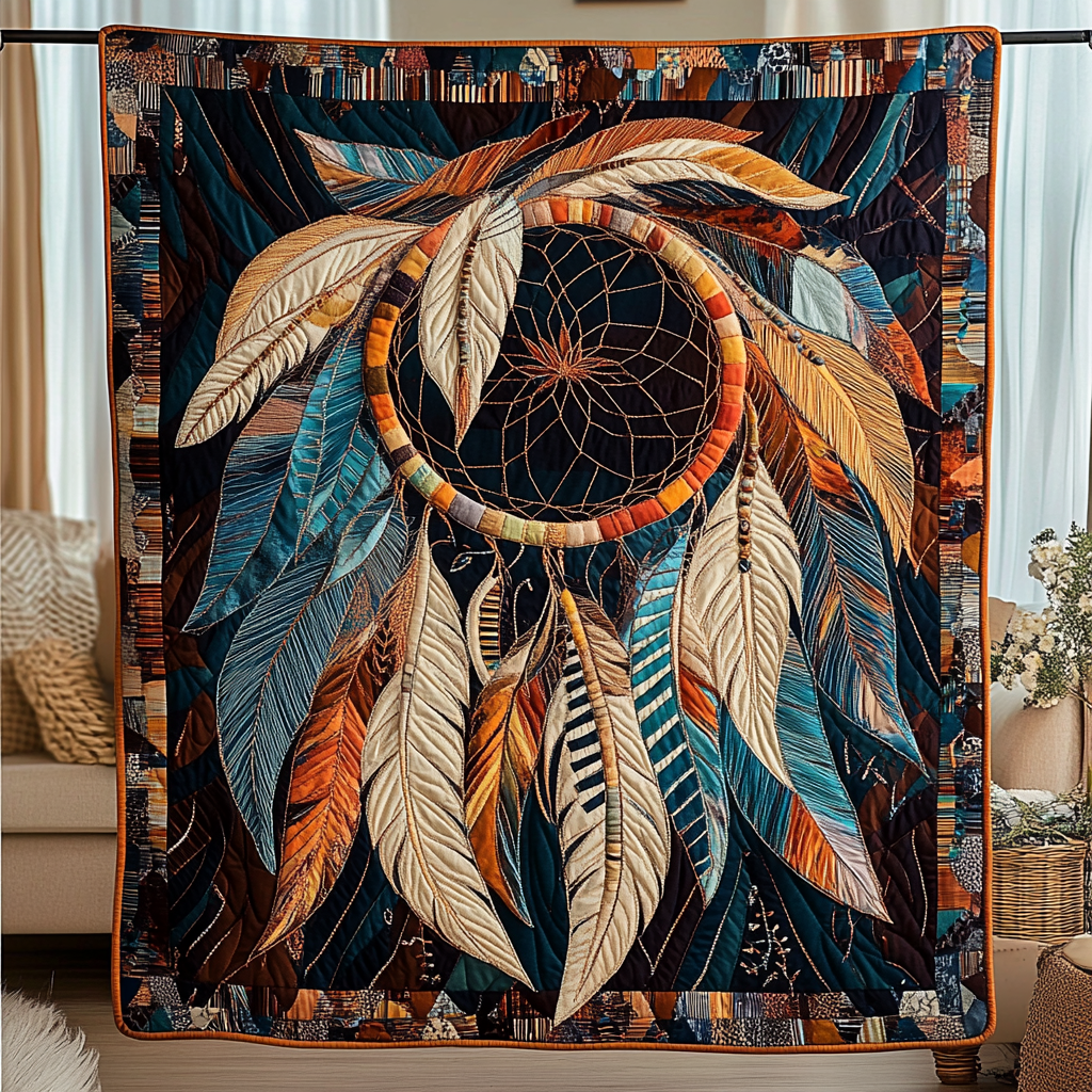 Sacred Hoop Quilted Blanket