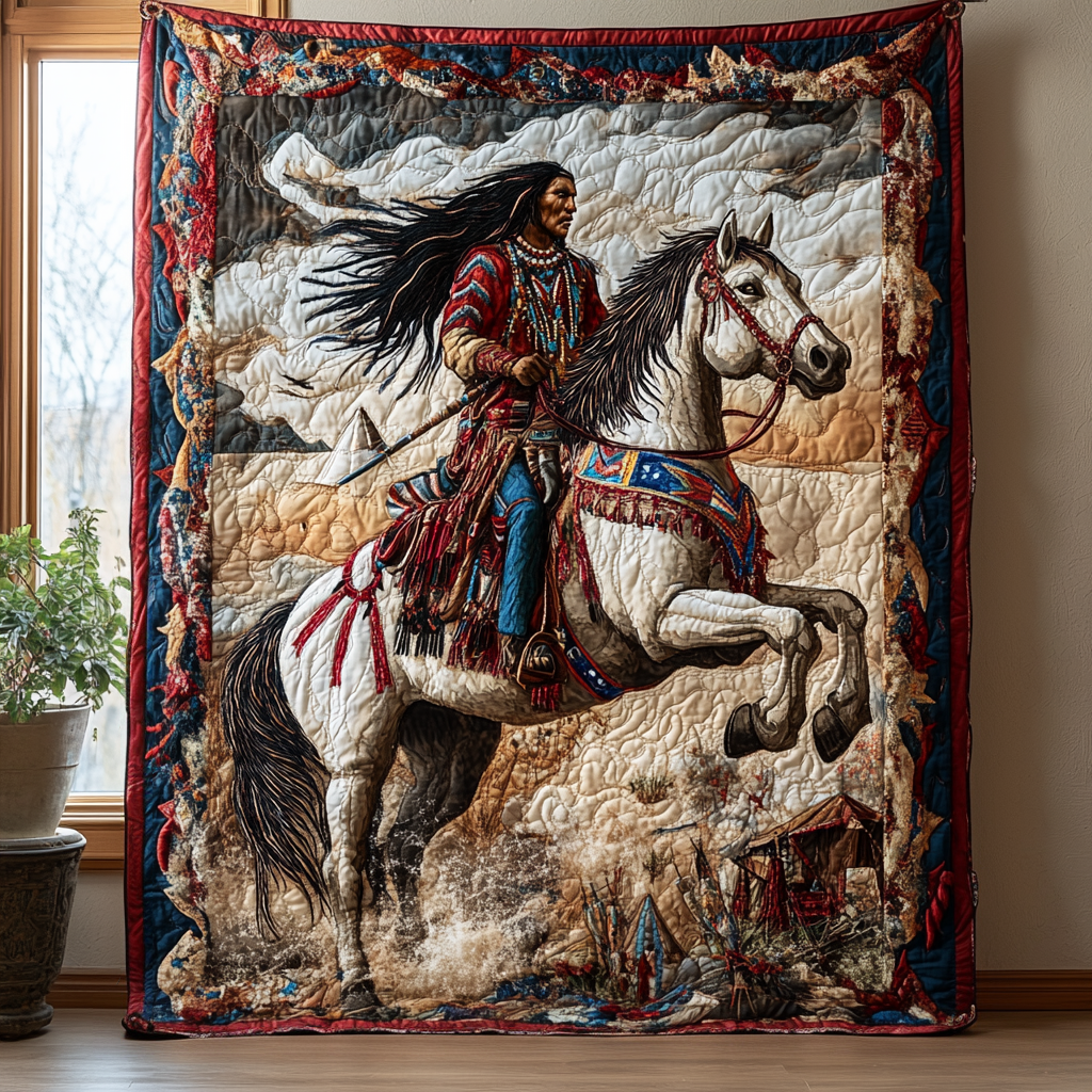 Sacred Horseman Quilted Blanket