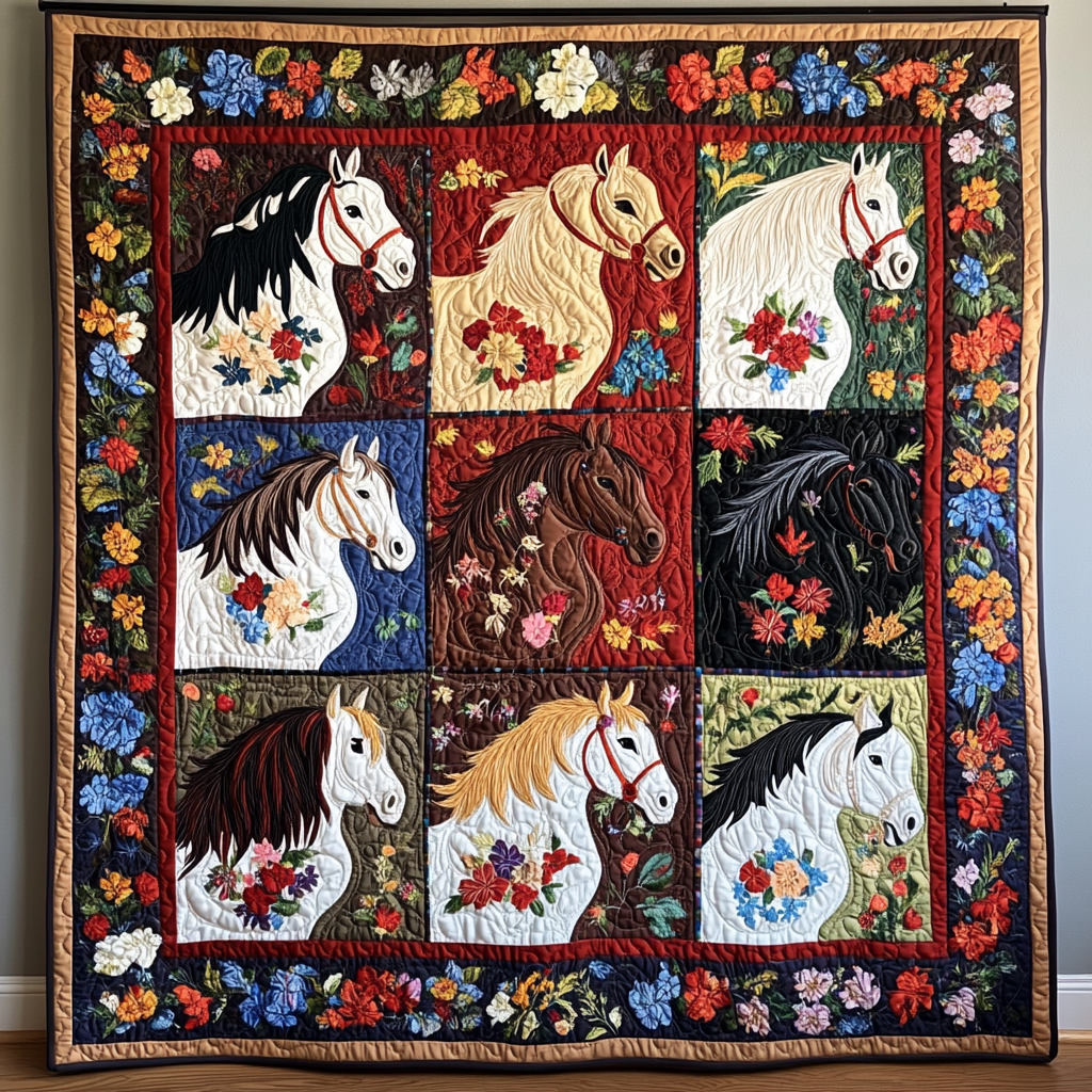 Saddle Bloom Quilted Blanket