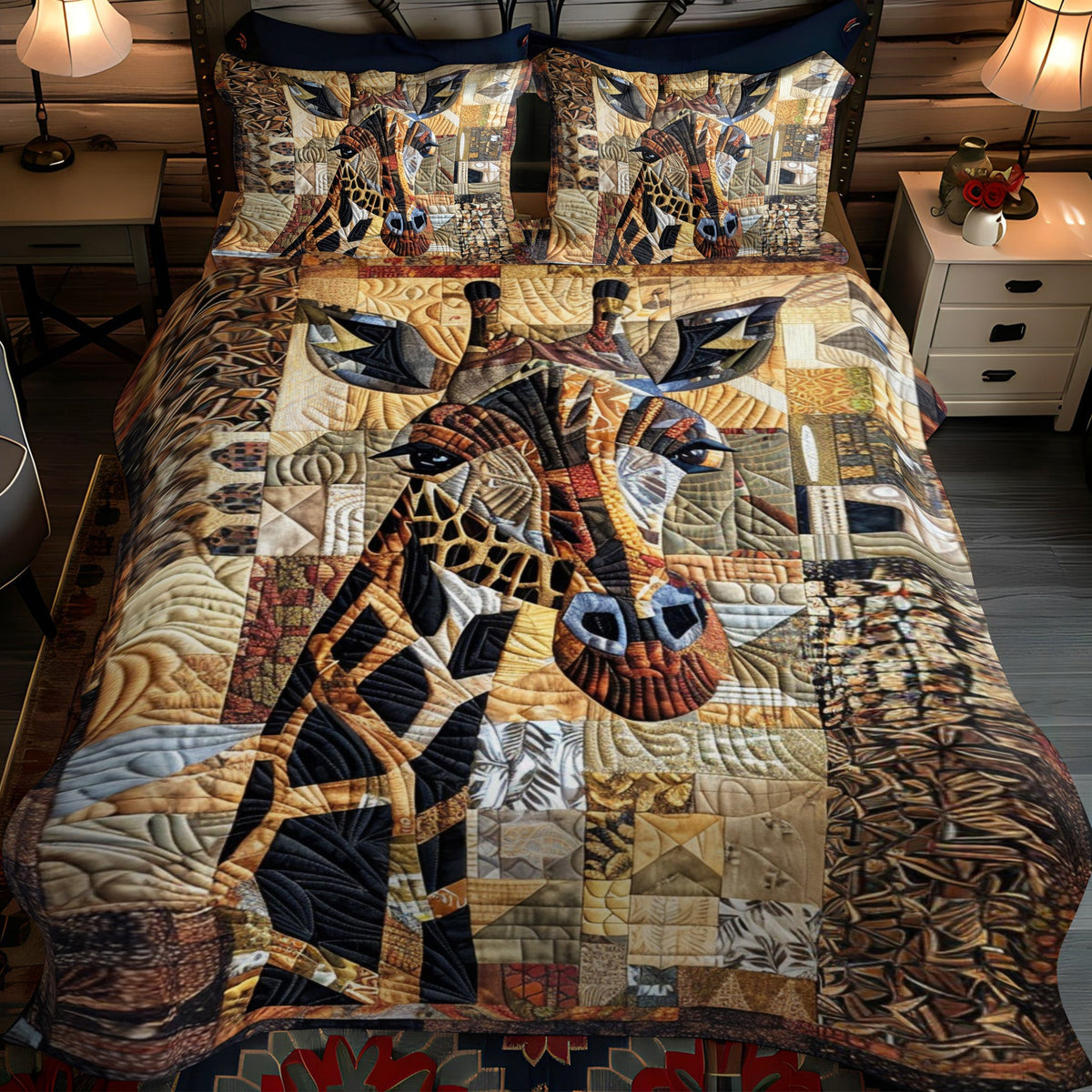 Safari Giraffe 3-Piece Quilted Bedding Set