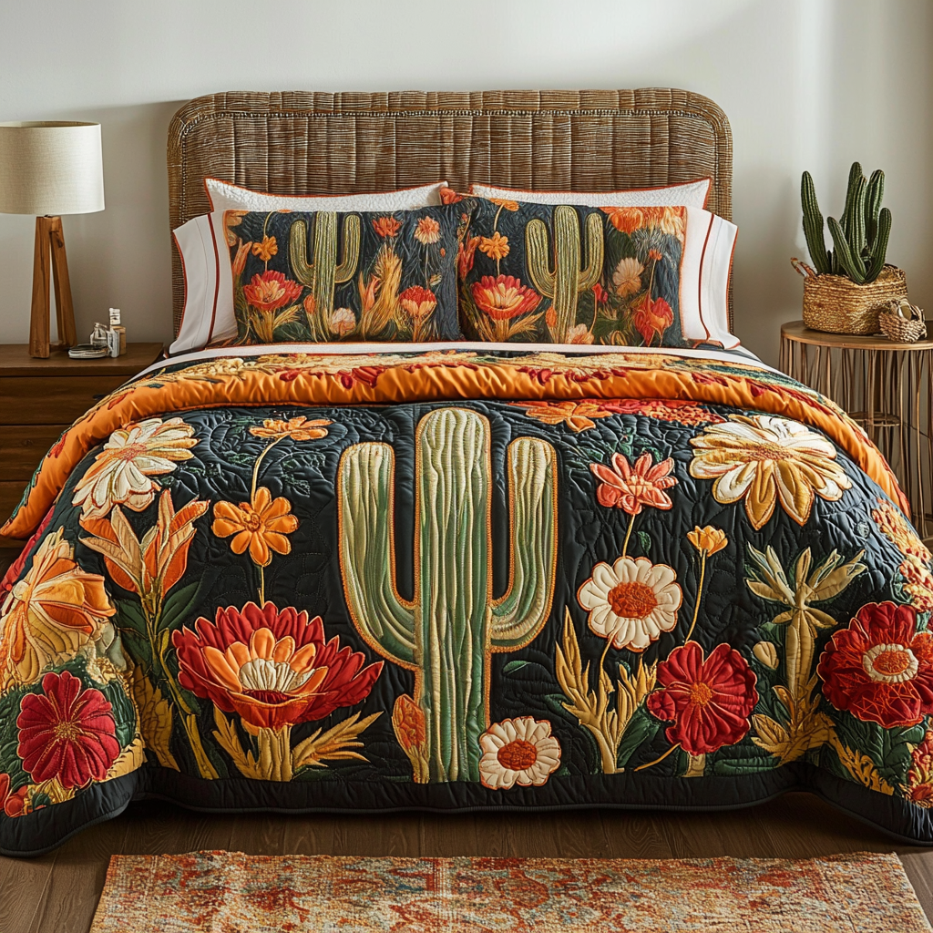 Saguaro Bloom 3-Piece Quilted Bedding Set