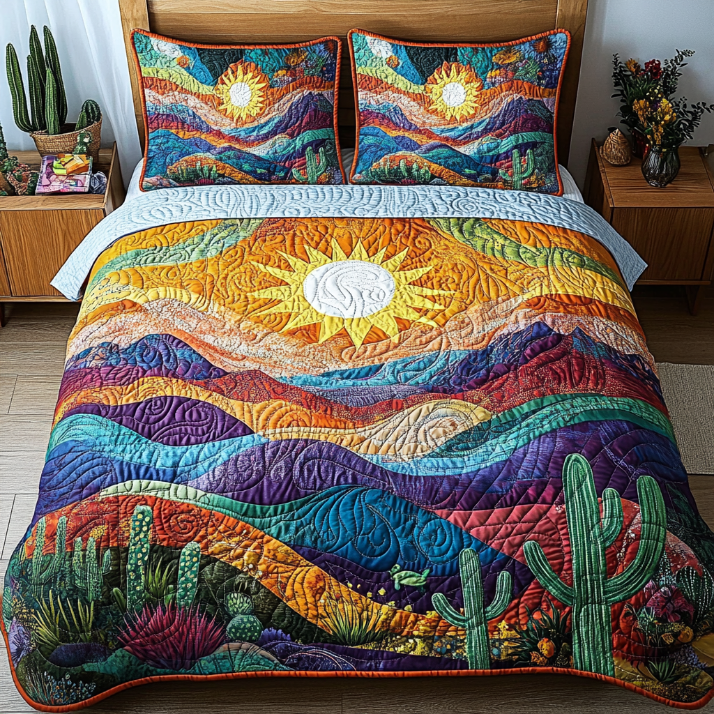 Saguaro Spirit 3-Piece Quilted Bedding Set