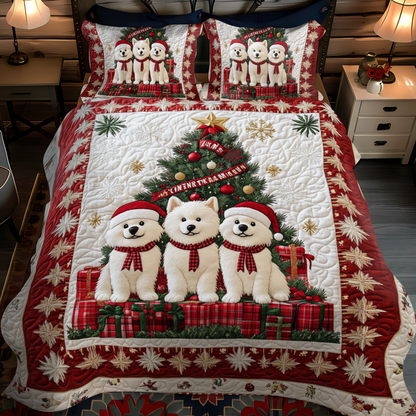 Samoyed Love 3-Piece Quilted Bedding Set