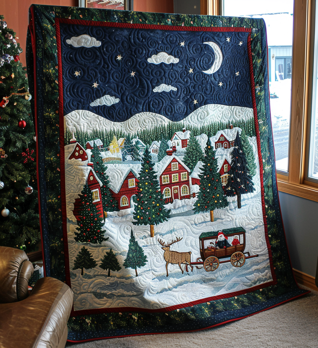 Santa In Town Quilted Blanket