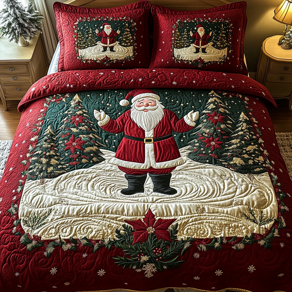 Santa Arrival 3-Piece Quilted Bedding Set