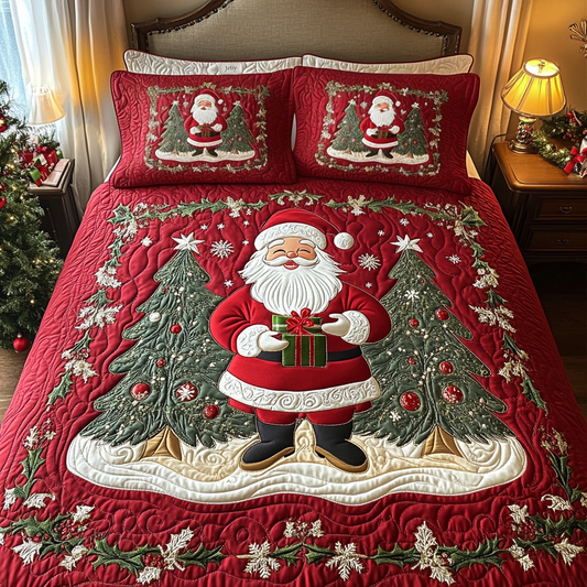 Santa Cheerful Journey 3-Piece Quilted Bedding Set