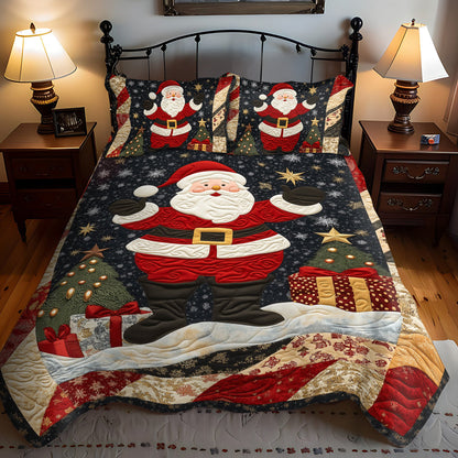 Santa Christmas 3-Piece Quilted Bedding Set