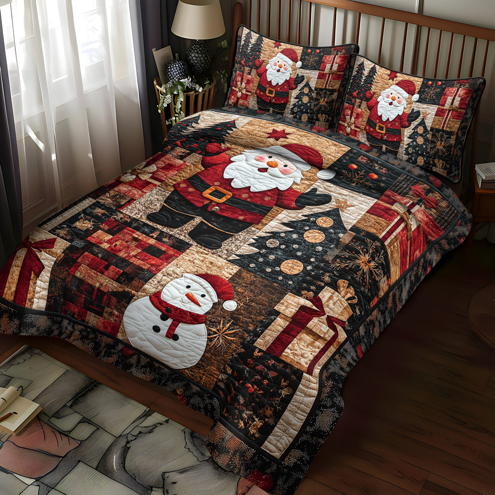 Santa Festive 3-Piece Quilted Bedding Set