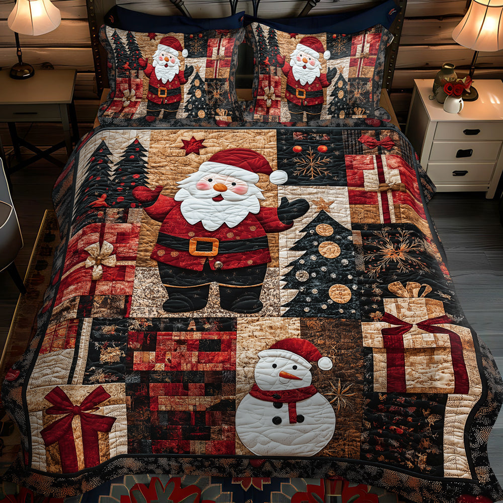 Santa Festive 3-Piece Quilted Bedding Set