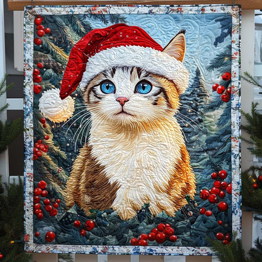 Santa Kitten Quilted Blanket