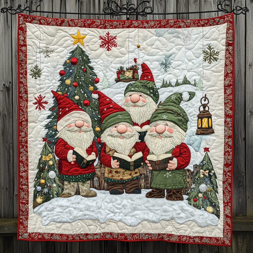 Santa Little Gnomes Quilted Blanket