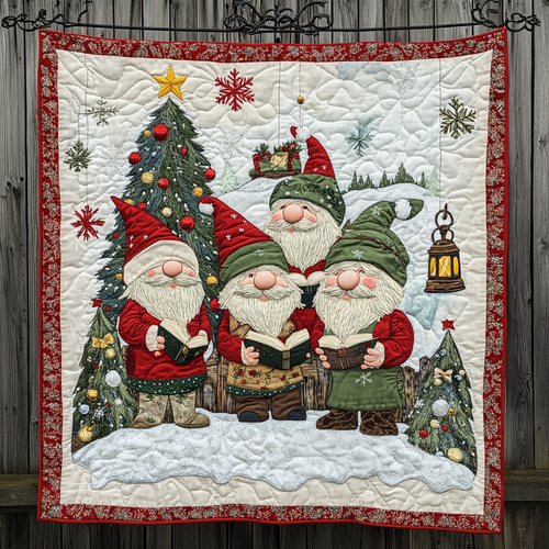 Santa Little Gnomes Quilted Blanket