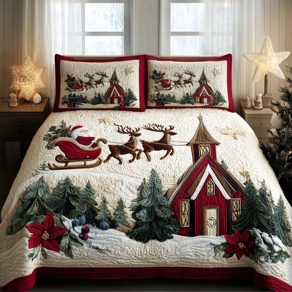 Santa Voyage 3-Piece Quilted Bedding Set