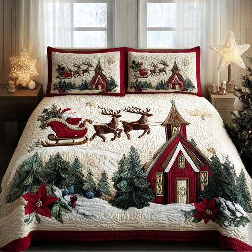 Santa Voyage 3-Piece Quilted Bedding Set