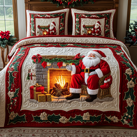 Santa Warmth 3-Piece Quilted Bedding Set