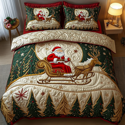 Santa Wonderland 3-Piece Quilted Bedding Set