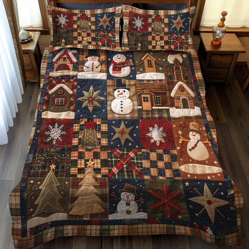 Santa's Village 3-Piece Quilted Bedding Set