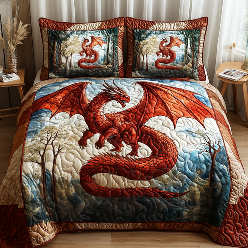 Sapphire Flame 3-Piece Quilted Bedding Set