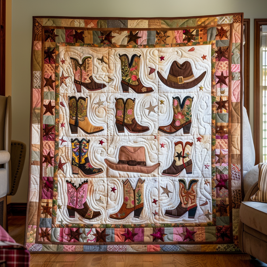 Sassy Cowgirl Delight Quilted Blanket