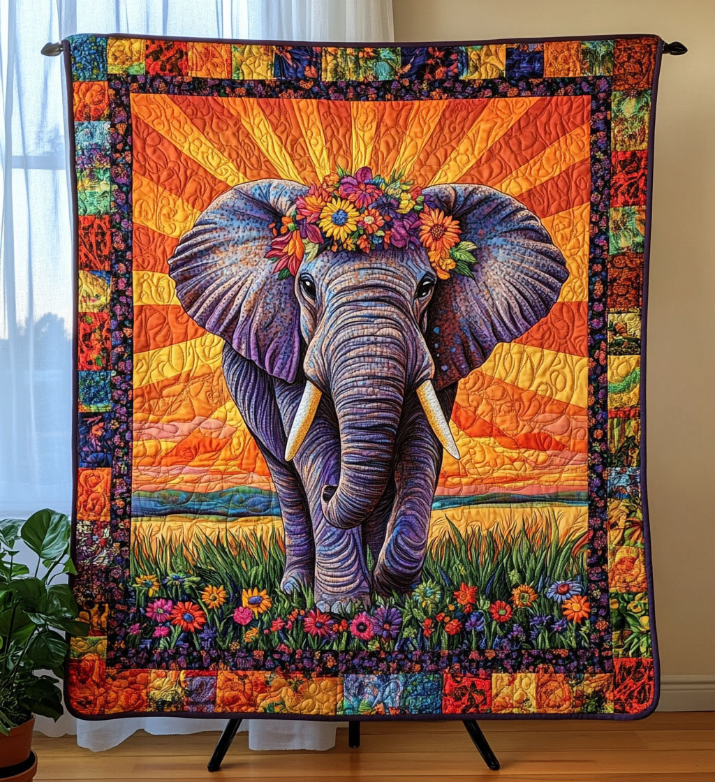 Savannah Elephant Dreams Quilted Blanket