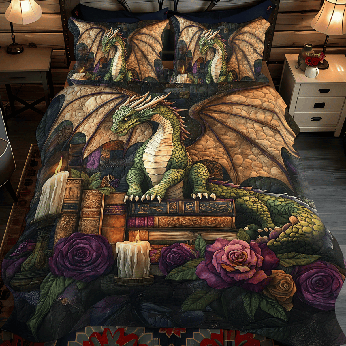 Scaled Sovereign 3-Piece Quilted Bedding Set