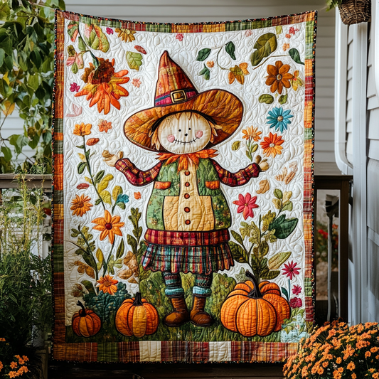 Scarecrow Autumn Festivities Quilted Blanket