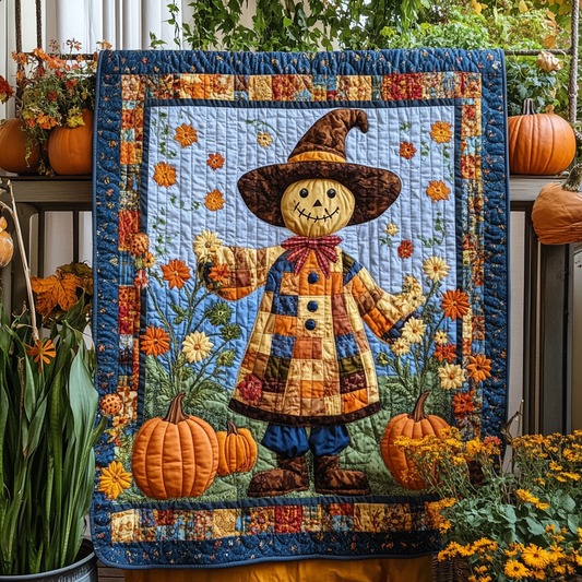 Scarecrow Harvest Vibe Quilted Blanket