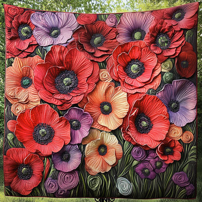 Scarlet Whisper Quilted Blanket