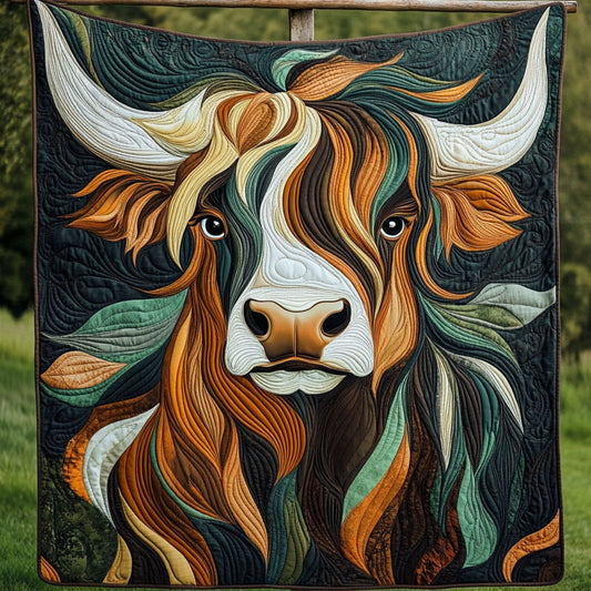 Scottish Highland Beauty Quilted Blanket
